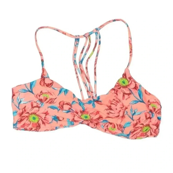 Tori Praver Bright Mango Floral Macrame Bikini Top Size XL Like New - Picture 4 of 4